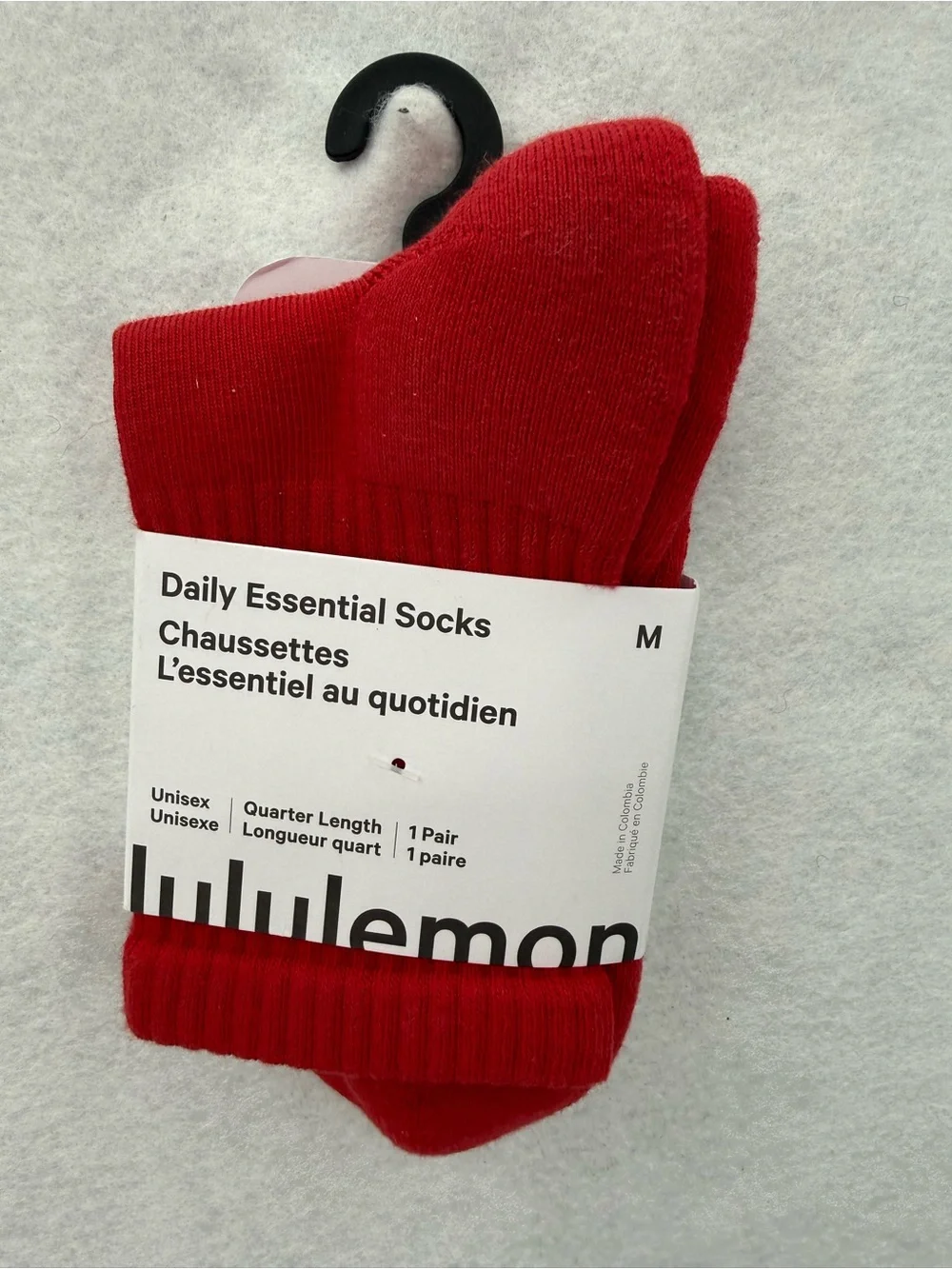 NWT Lululemon‎ Daily Essential Socks LU9CE6S Oxford Red Size Medium